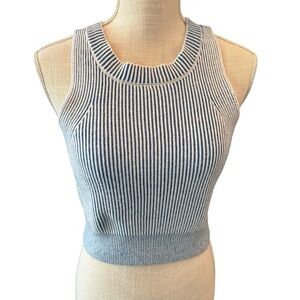 Molly Green Sleeveless Cropped Sweater Blue Motif